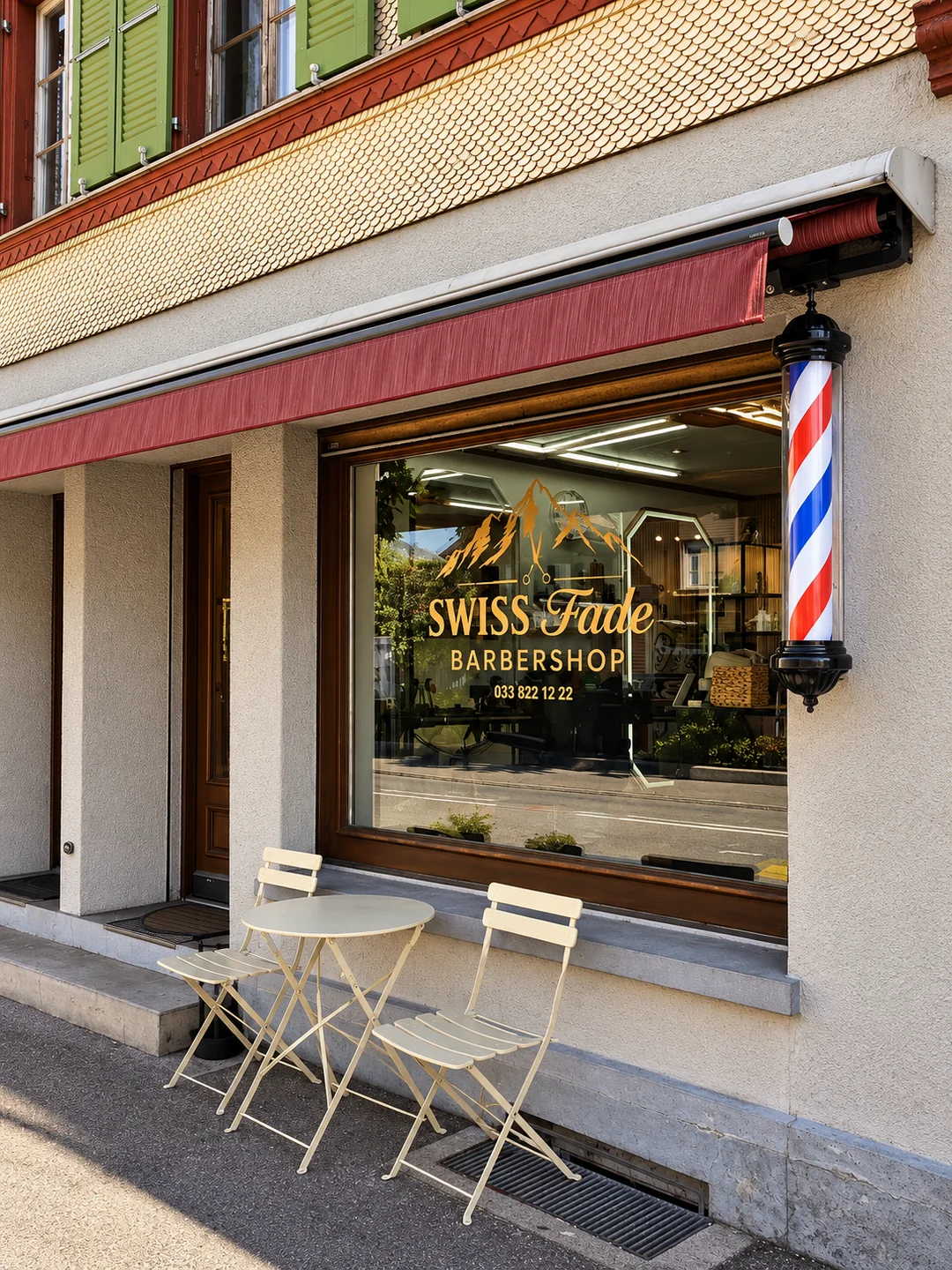 Aussenansicht des Swiss Fade Barbershops in Matten